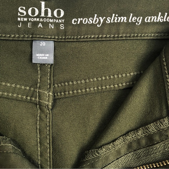 New York & Co. Soho Olive Green Crosby Slim Leg Ankle Jeans - Picture 4 of 14